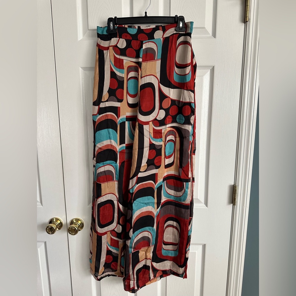 NWT Ollari Chic Geometric Wide Leg Pants